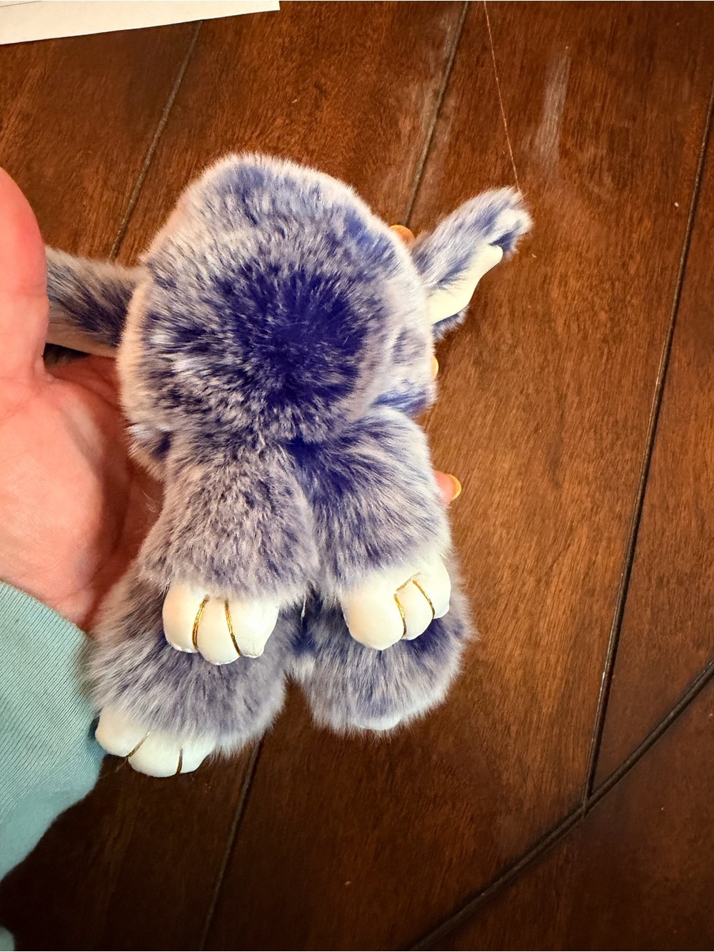 Free People blue/purple Faux Fur Bunny Keychain Charm